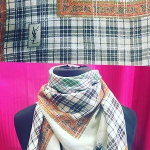 YSL vintage plaid print scarf